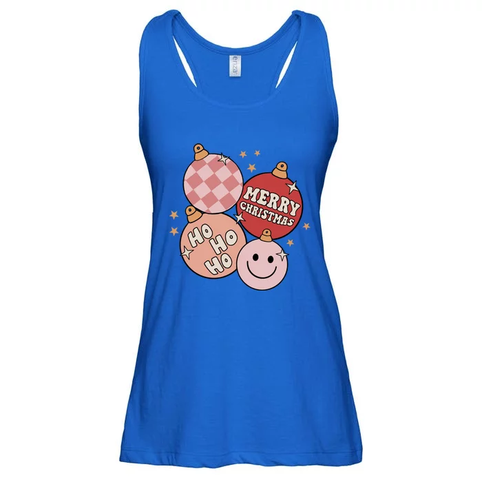 Ho Ho Ho Merry Christmas Groovy Retro Xmas Bauble Gift Ladies Essential Flowy Tank