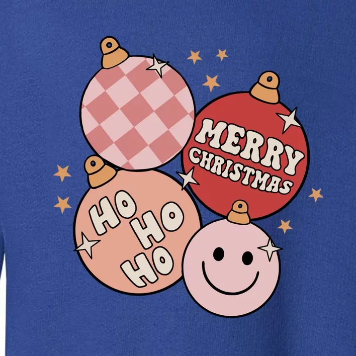 Ho Ho Ho Merry Christmas Groovy Retro Xmas Bauble Gift Toddler Sweatshirt