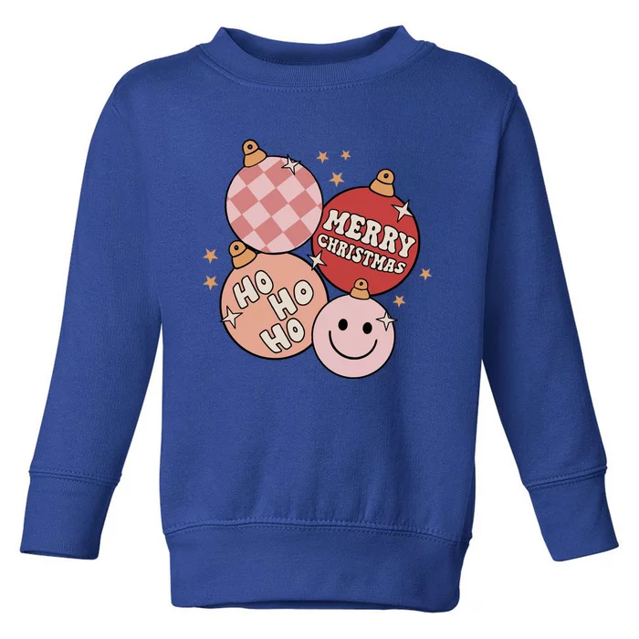 Ho Ho Ho Merry Christmas Groovy Retro Xmas Bauble Gift Toddler Sweatshirt