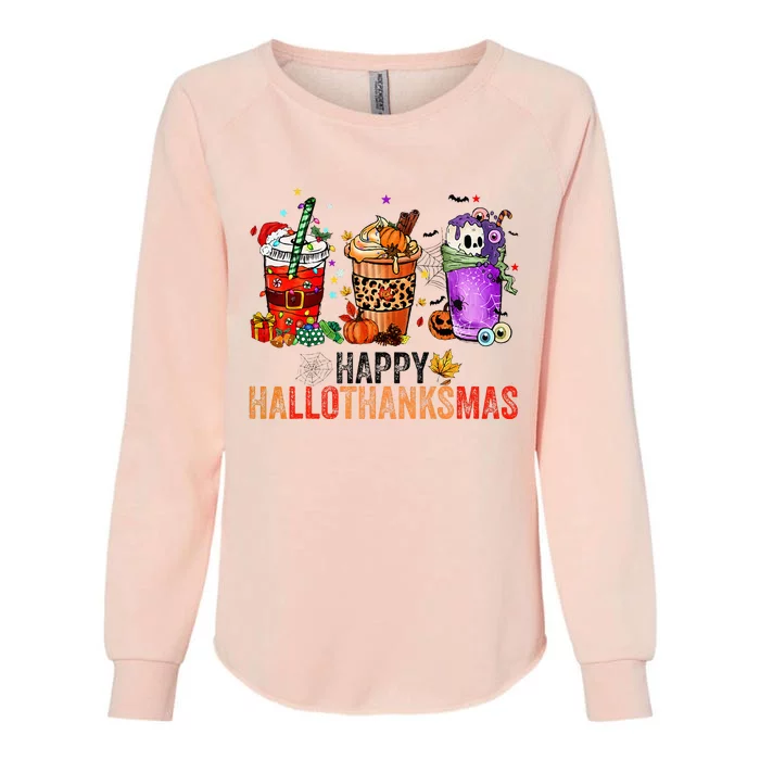 Happy Hallothanksmas Halloween Thanksgiving Christmas Gifts Womens California Wash Sweatshirt