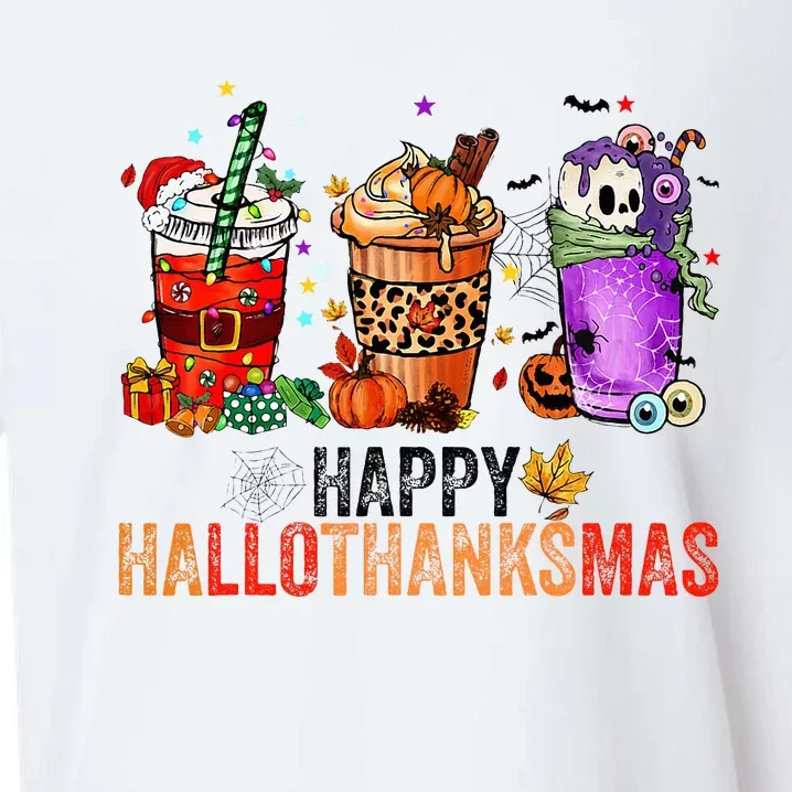 Happy Hallothanksmas Halloween Thanksgiving Christmas Gifts Sueded Cloud Jersey T-Shirt