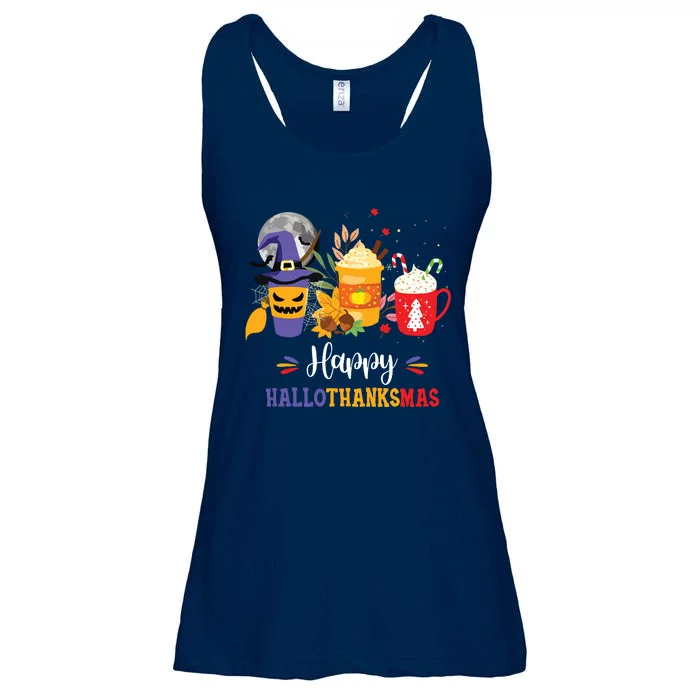 Halloween Happy Hallothanksmas Coffee Latte Thanksgiving Ladies Essential Flowy Tank