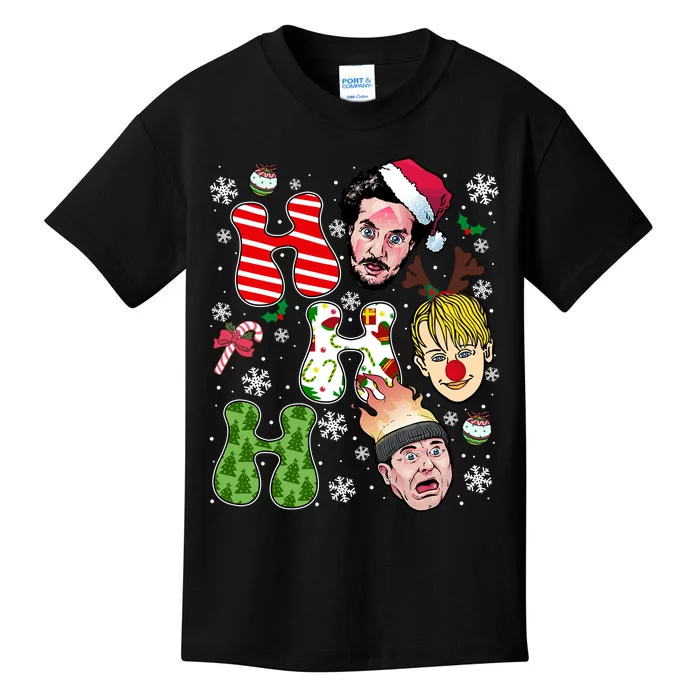 Ho Ho Ho Home Alone Movie Kevin And Wet Bandits Christmas Xmas Holiday Kids T-Shirt