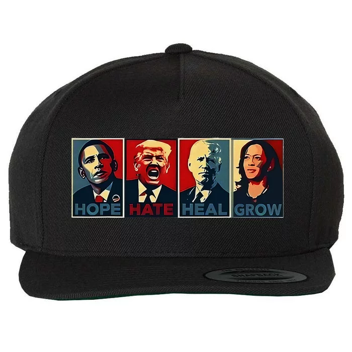 Hope Hate Heal Grow Wool Snapback Cap