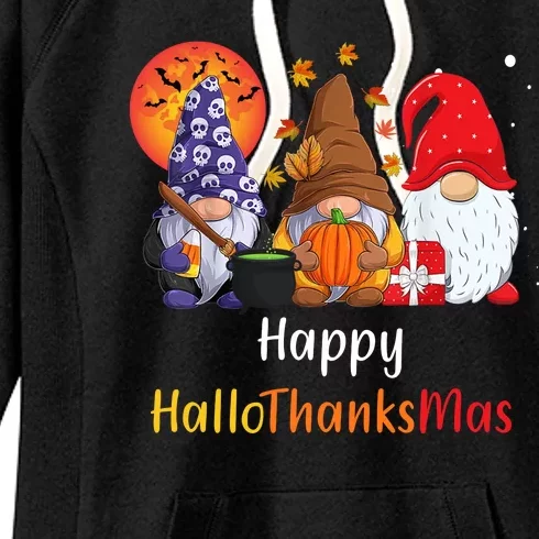 Happy Hallothanksmas Holiday Gnomes Women's Fleece Hoodie