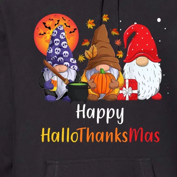 Happy Hallothanksmas Holiday Gnomes Premium Hoodie