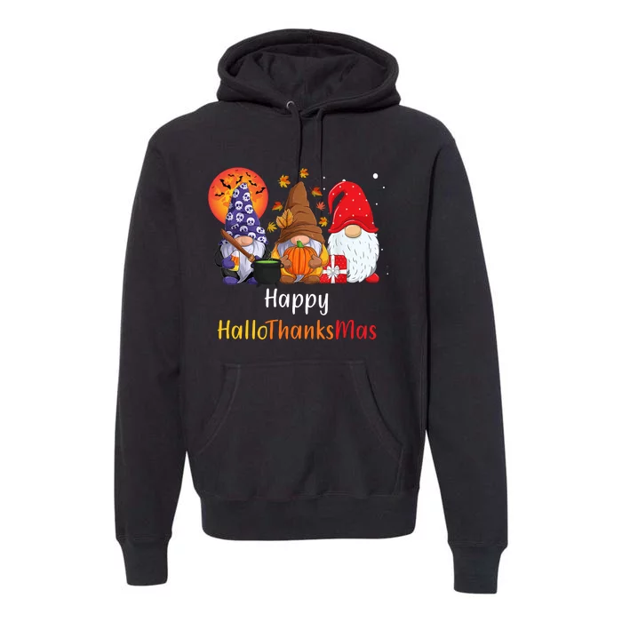 Happy Hallothanksmas Holiday Gnomes Premium Hoodie