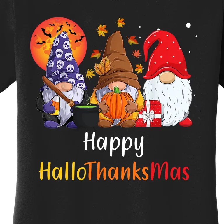 Happy Hallothanksmas Holiday Gnomes Women's T-Shirt