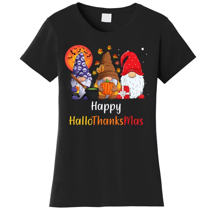 Happy Hallothanksmas Holiday Gnomes Women's T-Shirt