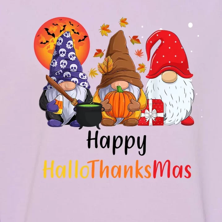 Happy Hallothanksmas Holiday Gnomes Garment-Dyed Sweatshirt