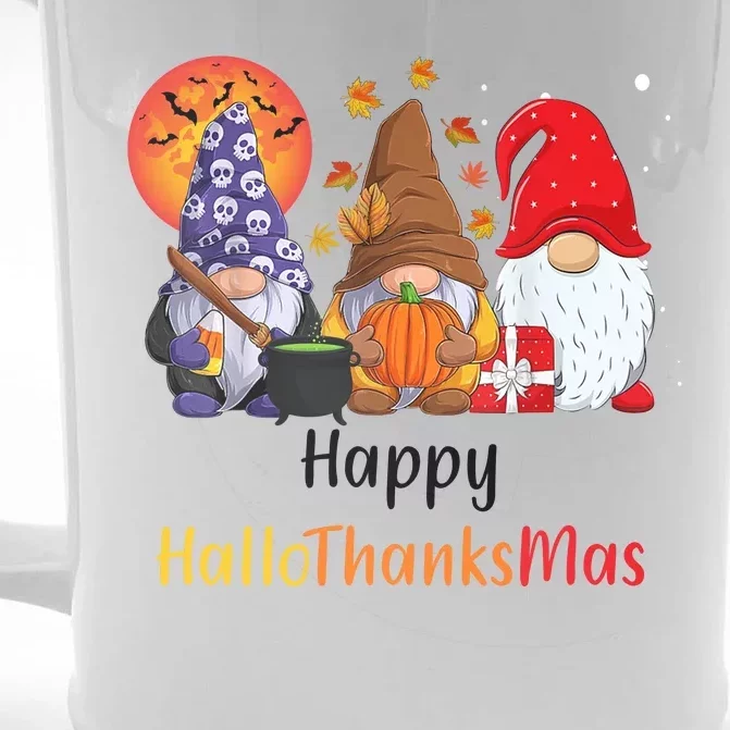 Happy Hallothanksmas Holiday Gnomes Front & Back Beer Stein