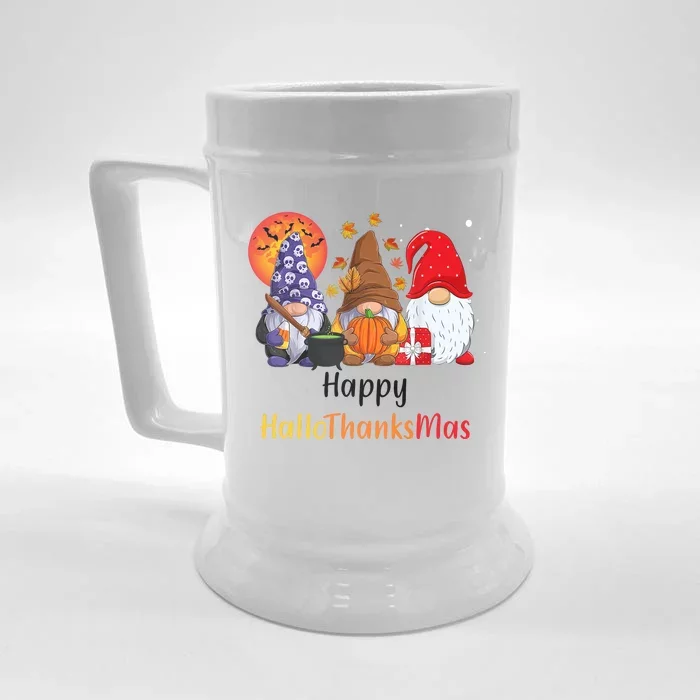 Happy Hallothanksmas Holiday Gnomes Front & Back Beer Stein