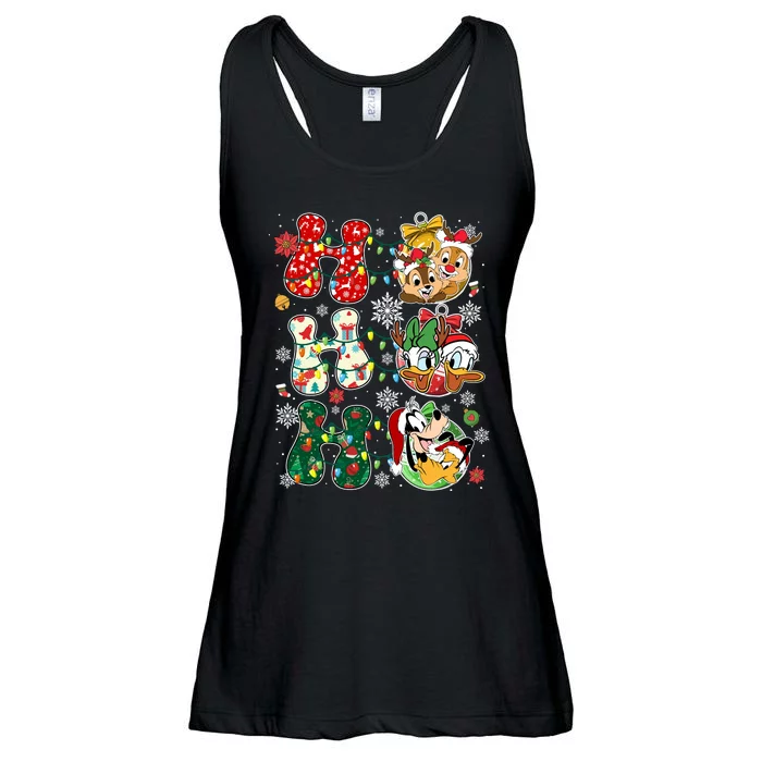 Ho Ho Ho Friends Christmas Lilo Goofy Pluto Donald Daisy Ladies Essential Flowy Tank