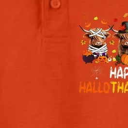 Happy Hallothanksmas Highland Cow Print Halloween Christmas Dry Zone Grid Performance Polo