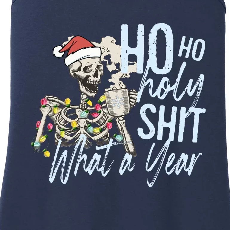 Ho Ho Holy Shit What a Year Funny Christmas Skeleton Ladies Essential Tank