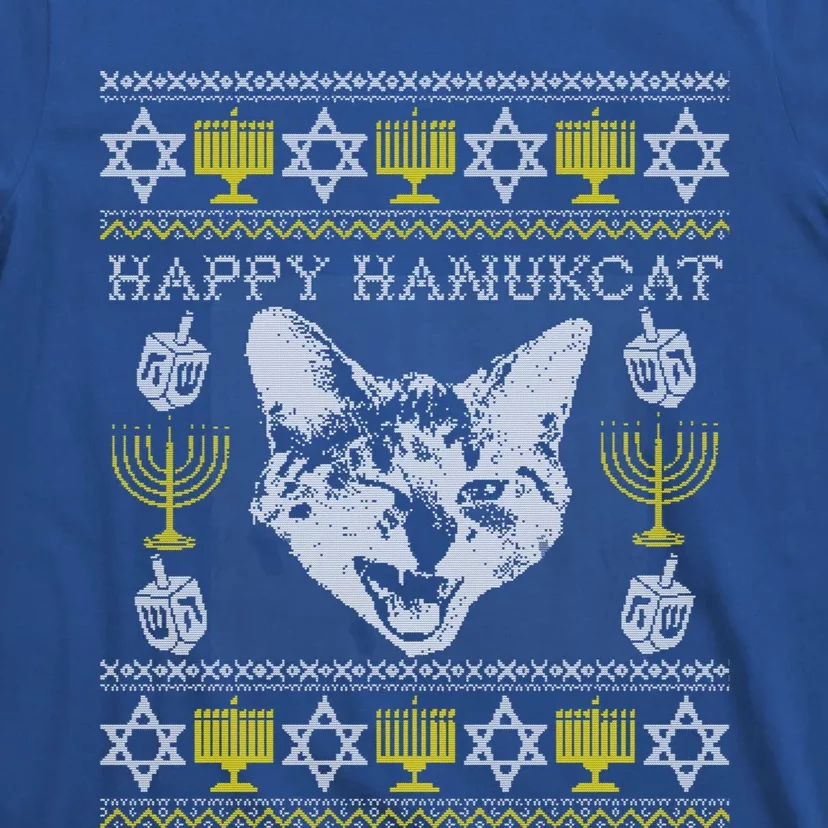 Happy Hanukcat Hannukah Jewish Cat Ugly Christmas Sweater Gift T-Shirt