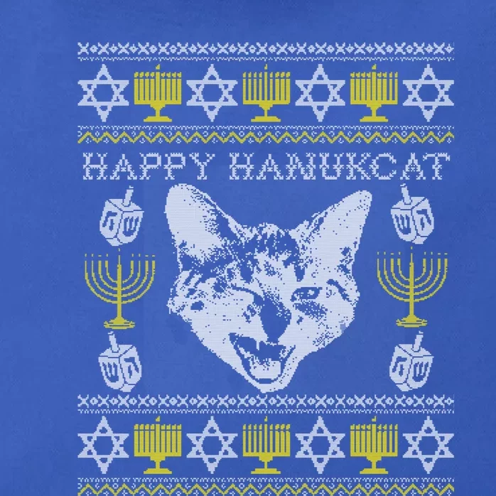 Happy Hanukcat Hannukah Jewish Cat Ugly Christmas Sweater Gift Zip Tote Bag