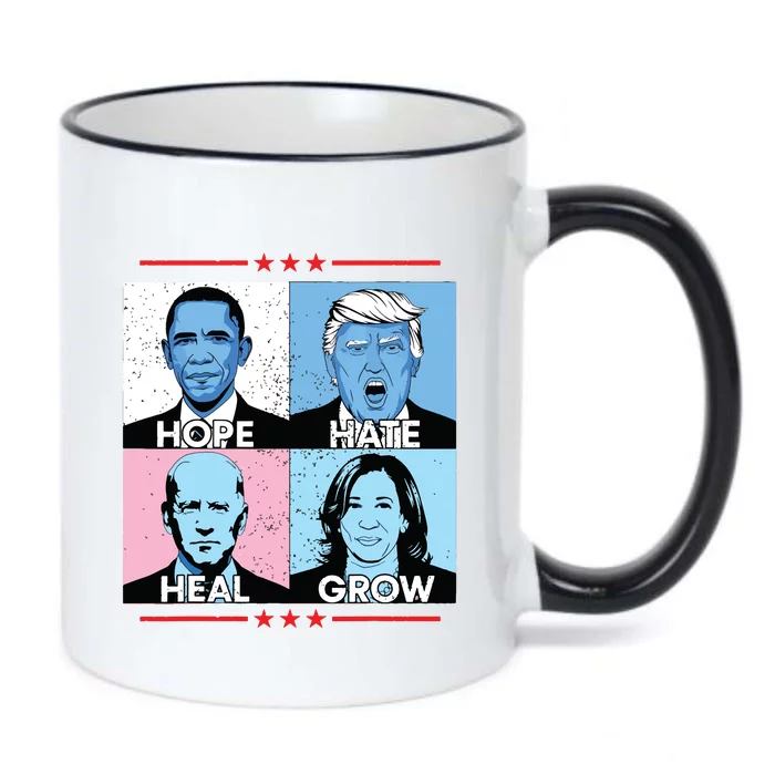 Hope Hate Heal Grow Political Leaders Art Black Color Changing Mug