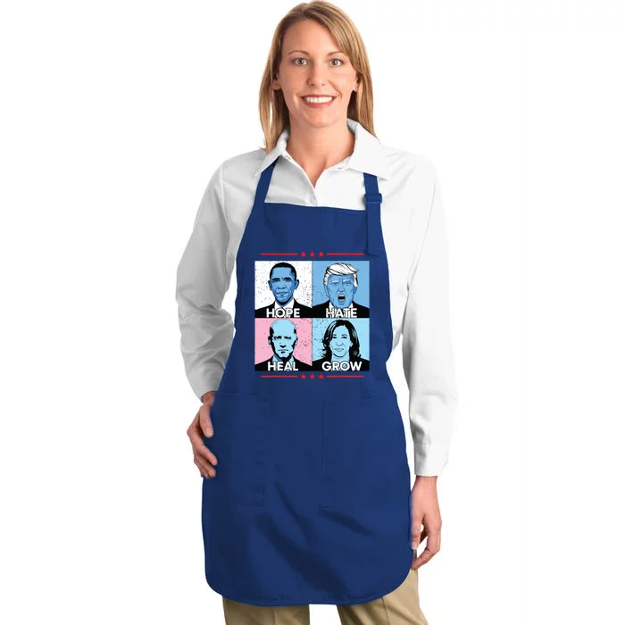 Hope Hate Heal Grow Political Leaders Art Full-Length Apron With Pocket