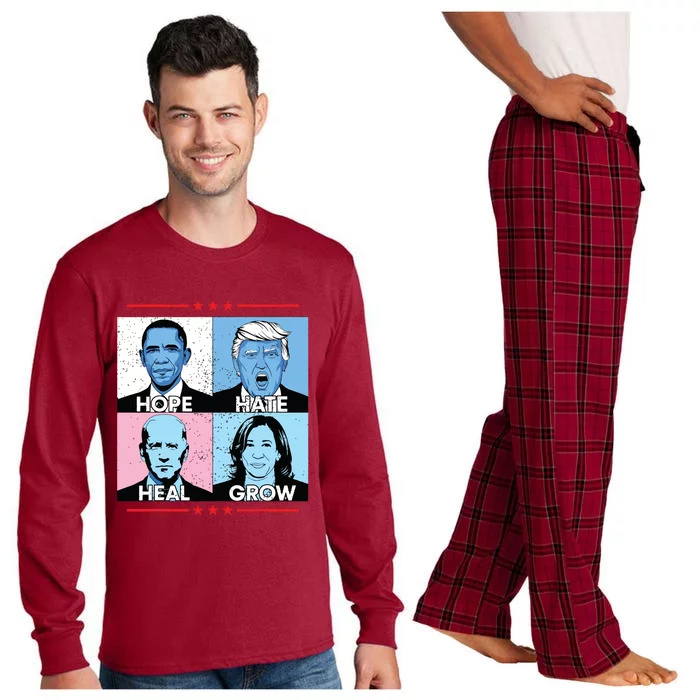 Hope Hate Heal Grow Political Leaders Art Long Sleeve Pajama Set