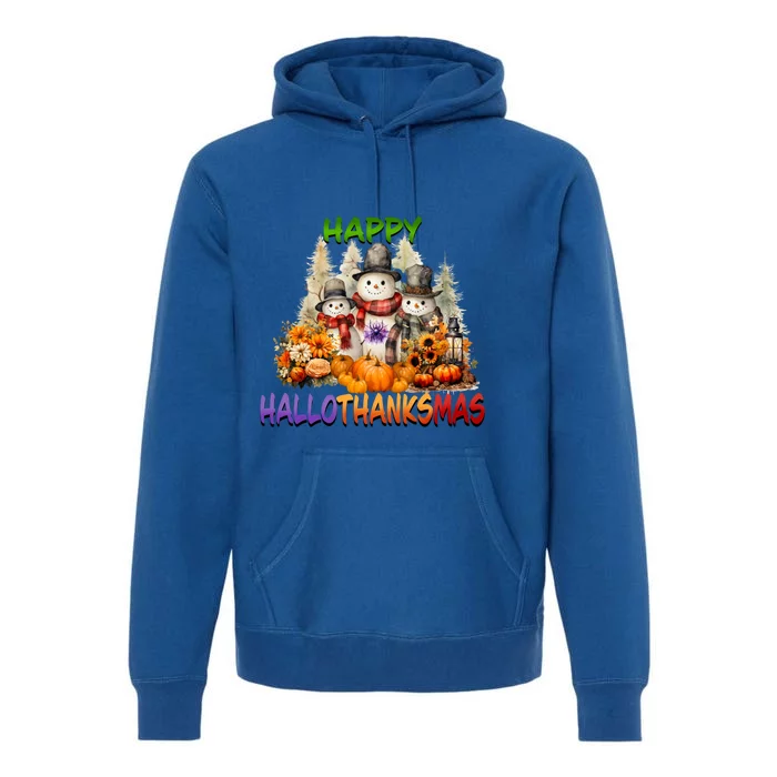 Happy Hallothanksmas Holidays Design Gift Premium Hoodie