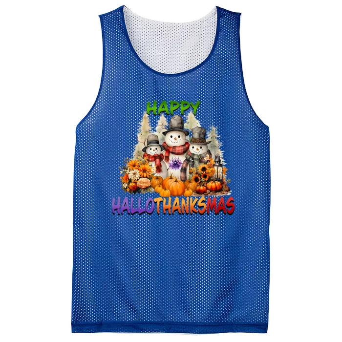 Happy Hallothanksmas Holidays Design Gift Mesh Reversible Basketball Jersey Tank