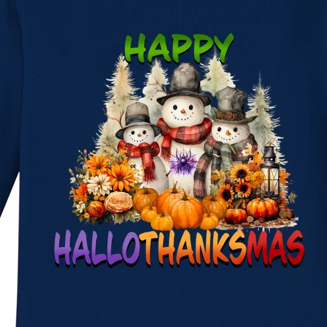 Happy Hallothanksmas Holidays Design Gift Baby Long Sleeve Bodysuit