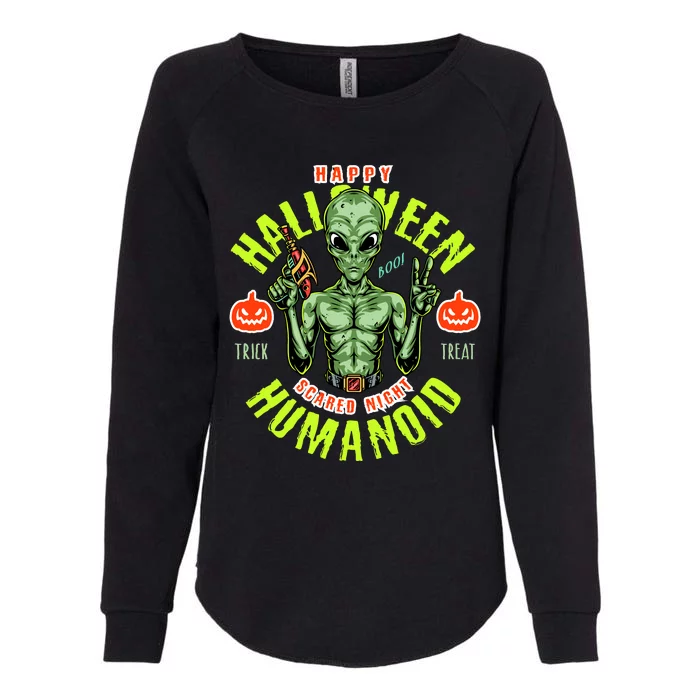 Happy Halloween Humanoid Alien Trick Or Treat Womens California Wash Sweatshirt