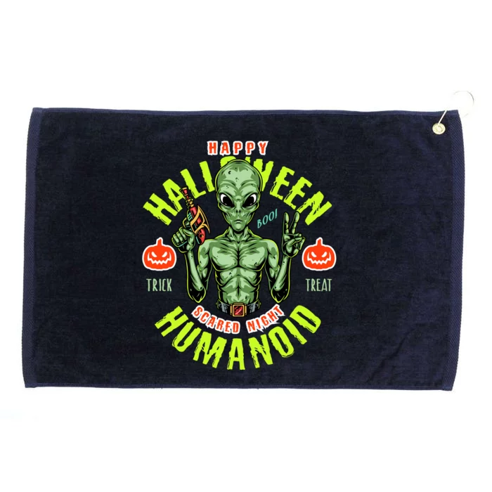 Happy Halloween Humanoid Alien Trick Or Treat Grommeted Golf Towel