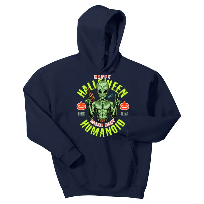 Happy Halloween Humanoid Alien Trick Or Treat Kids Hoodie