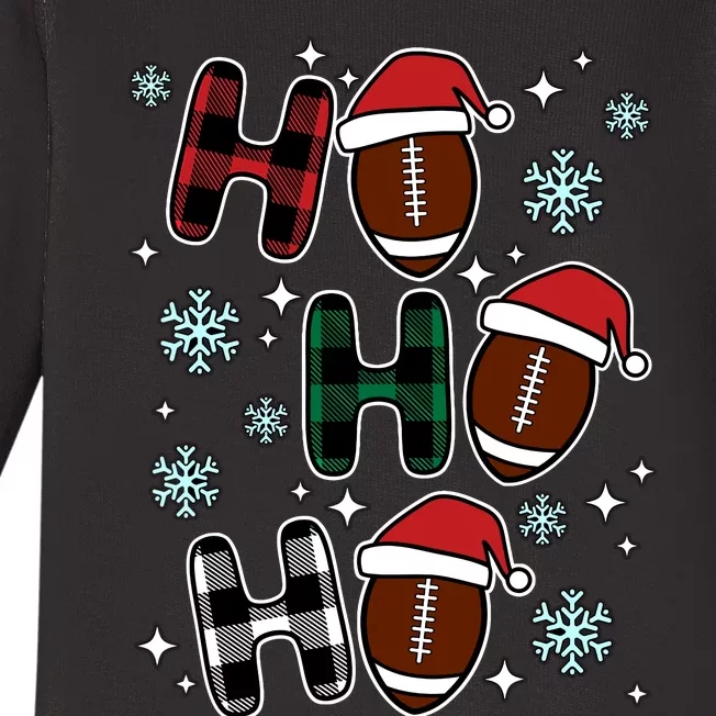 Ho Ho Ho Funny Santa American Football Lovers Christmas Baby Long Sleeve Bodysuit