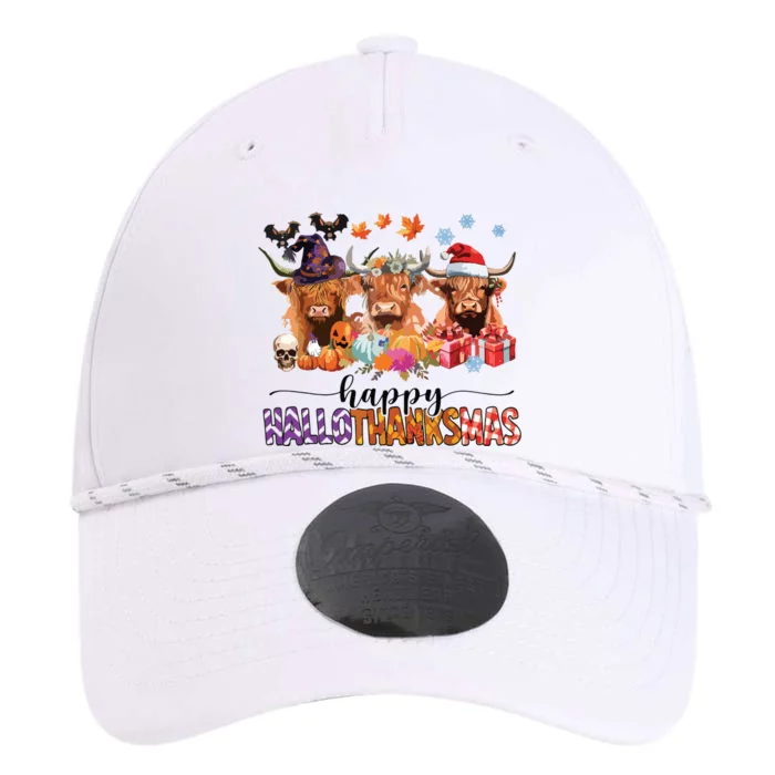 Happy Hallothanksmas Highland Cow Print Halloween Christmas Performance The Dyno Cap