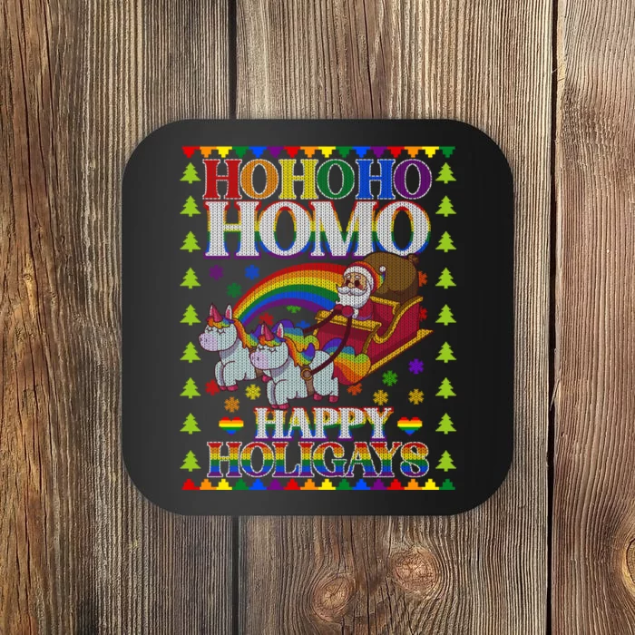 Ho Ho Homo Holigays Homosexual Lgbt Funny Ugly Christmas Coaster