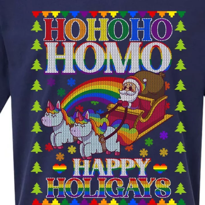 Ho Ho Homo Holigays Homosexual Lgbt Funny Ugly Christmas Sueded Cloud Jersey T-Shirt