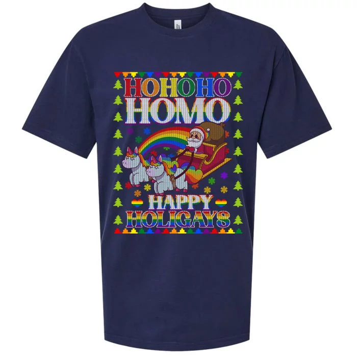 Ho Ho Homo Holigays Homosexual Lgbt Funny Ugly Christmas Sueded Cloud Jersey T-Shirt