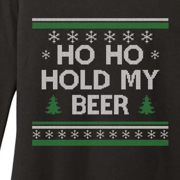 Ho Ho Hold My Beer Santa Ugly Christmas Ing Sweater Gift Womens CVC Long Sleeve Shirt