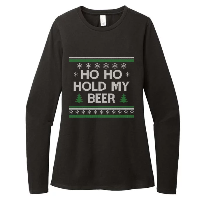 Ho Ho Hold My Beer Santa Ugly Christmas Ing Sweater Gift Womens CVC Long Sleeve Shirt