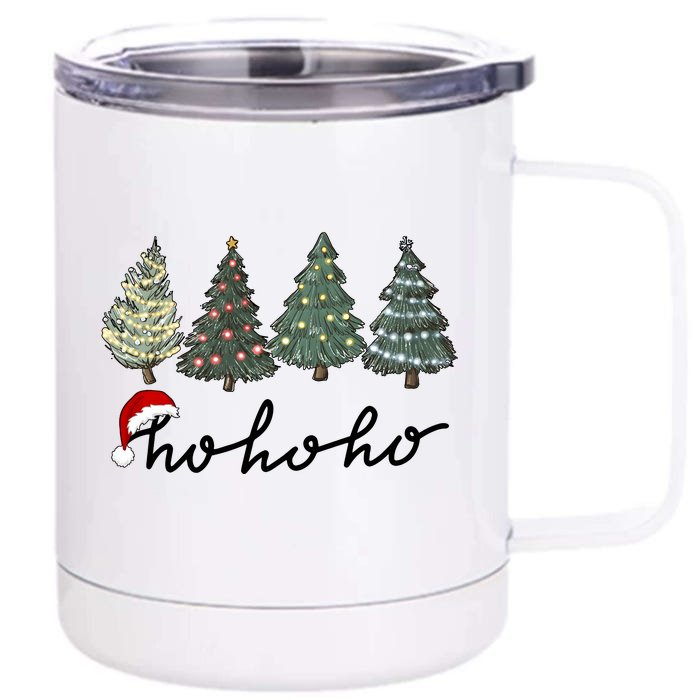 Ho Ho Ho Green Tree Christmas Tis The Season Front & Back 12oz Stainless Steel Tumbler Cup