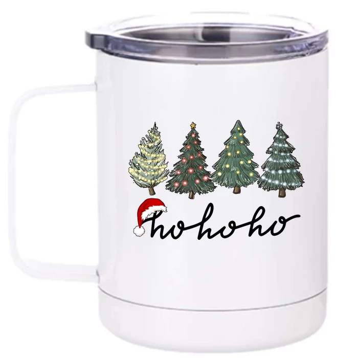 Ho Ho Ho Green Tree Christmas Tis The Season Front & Back 12oz Stainless Steel Tumbler Cup