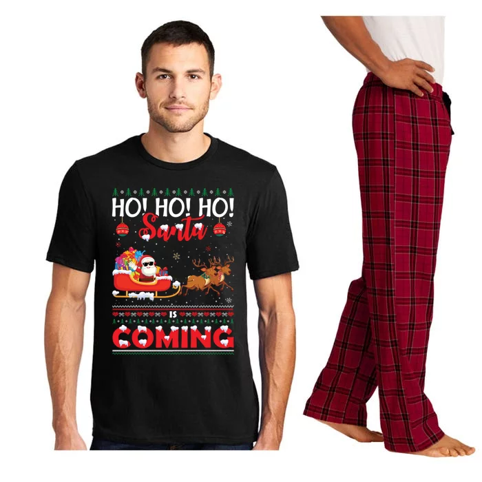 Ho Ho Ho Santa Claus Is Coming Ugly Christmas Print Gift Pajama Set