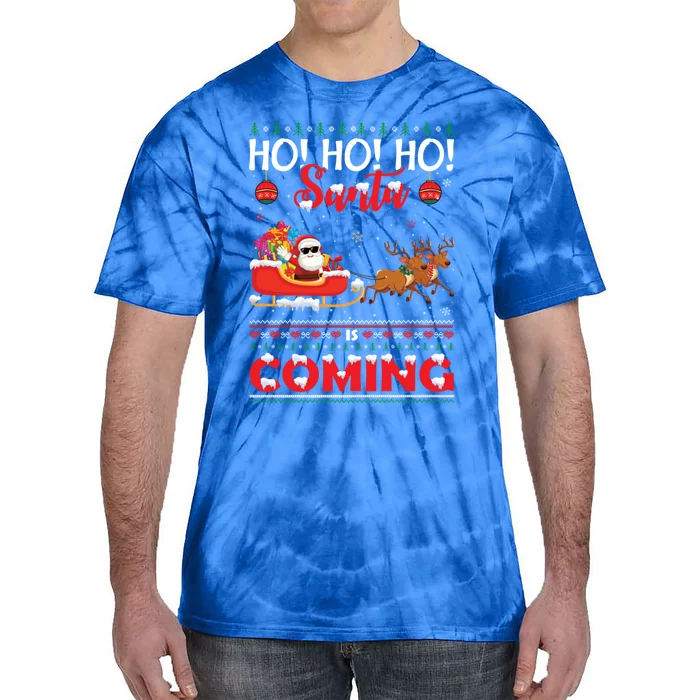 Ho Ho Ho Santa Claus Is Coming Ugly Christmas Print Gift Tie-Dye T-Shirt