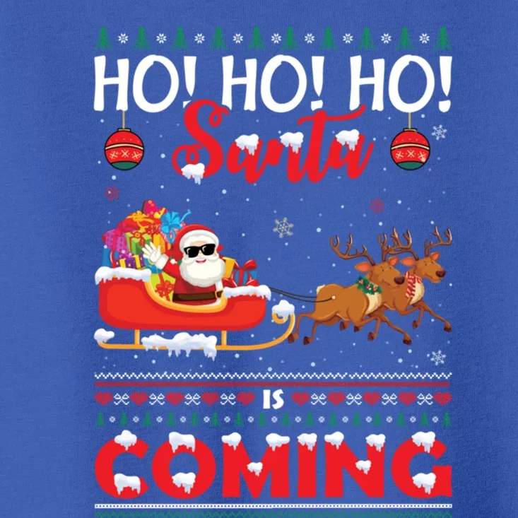 Ho Ho Ho Santa Claus Is Coming Ugly Christmas Print Gift Toddler T-Shirt