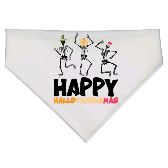 Happy Hallothanksmas Halloween Thanksgiving Christmas Gift USA-Made Doggie Bandana