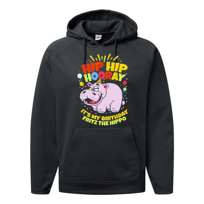 Hip Hip Hooray Its My Birthday Fritz The Hippo Performance Fleece Hoodie