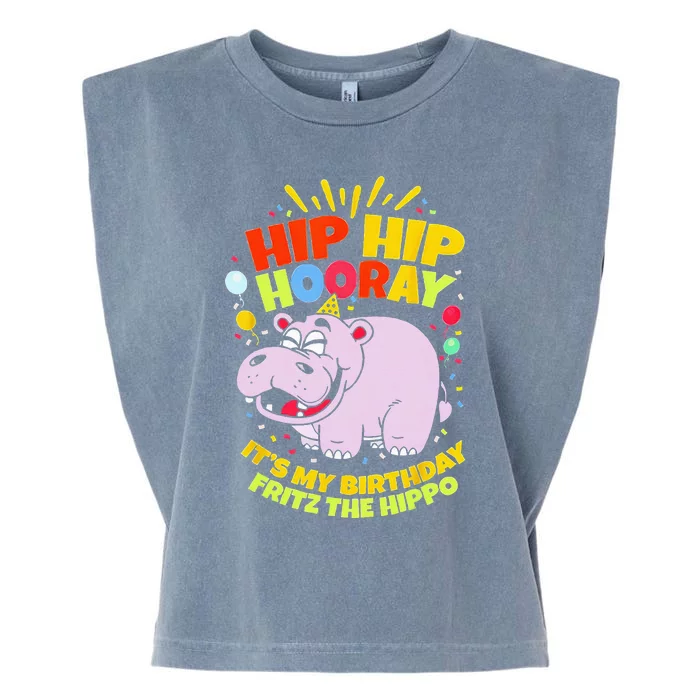 Hip Hip Hooray Its My Birthday Fritz The Hippo Garment-Dyed Women's Muscle Tee