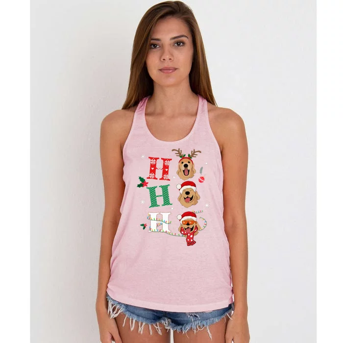 Ho Ho Ho Retrievers Golden Xmas Outfit Christmas Costume Women's Knotted Racerback Tank