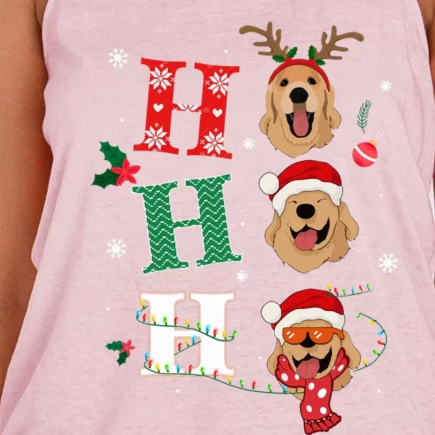 Ho Ho Ho Retrievers Golden Xmas Outfit Christmas Costume Women's Knotted Racerback Tank