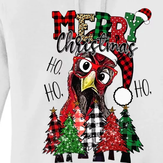 HO HO HO Merry Christmas Chicken lover Farmer Xmas Tree Women's Pullover Hoodie