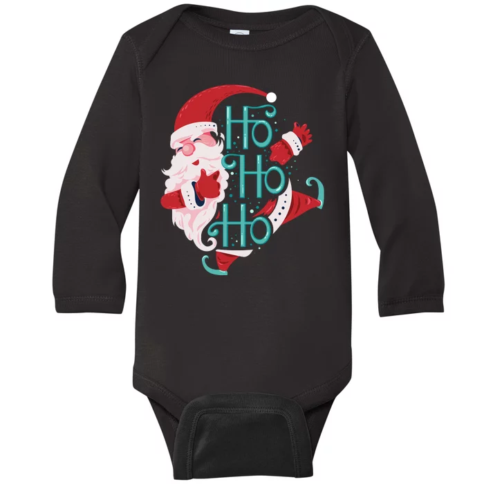 Ho Ho Ho Dabbing Santa Baby Long Sleeve Bodysuit