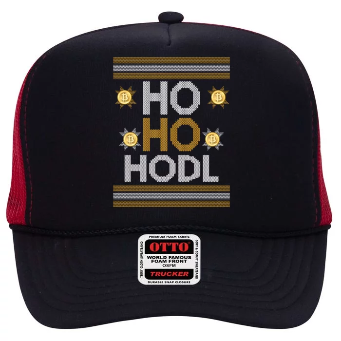 Ho Ho Hodl Crypto Currency Ugly Christmas High Crown Mesh Trucker Hat